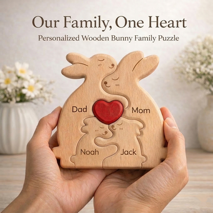 Personalized Rabbit Family Wooden Keepsake Ornament
