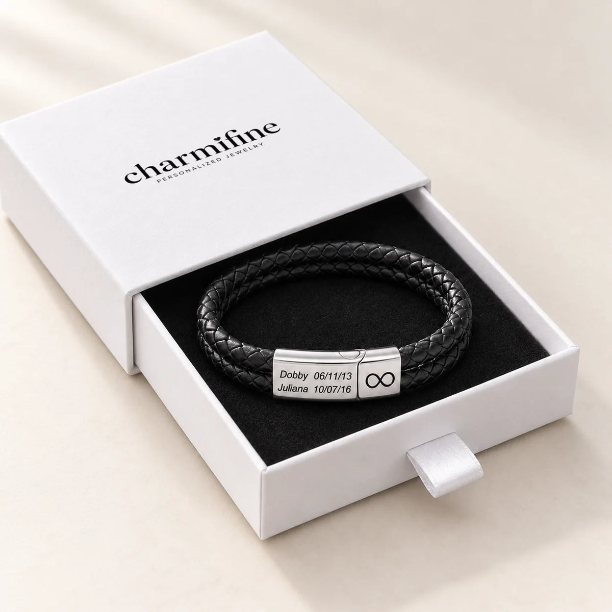 Personalized Double-Strand Leather Name Bracelet