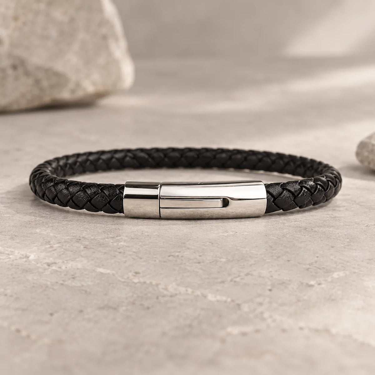 Personalized Men's Engraved Leather Bracelet