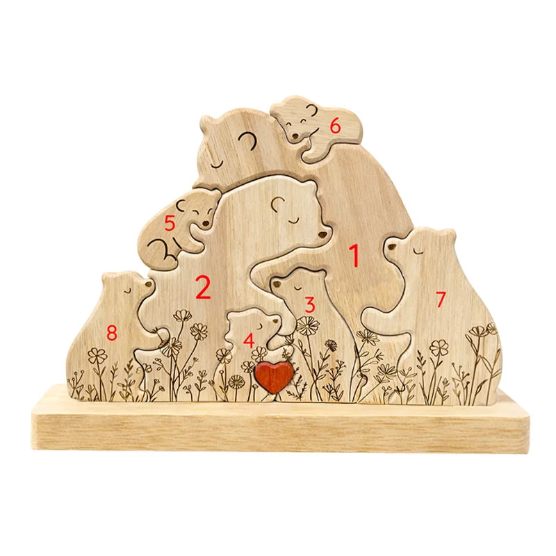 Personalized Bear Family Keepsake – Floral Heart Design