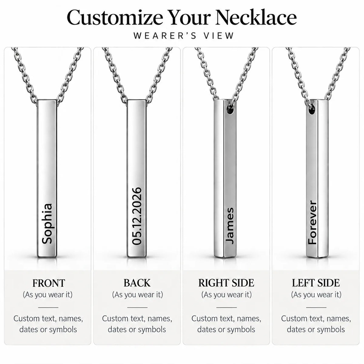 Collier barre verticale personnalisé