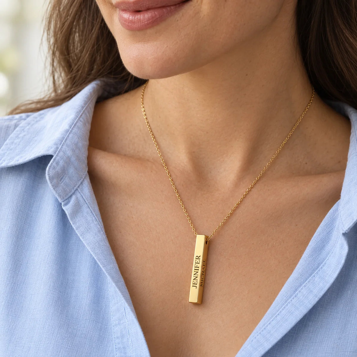 Personalized Vertical Bar Necklace