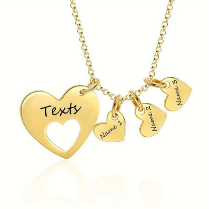 Personalized Heart Name Necklace with Charms