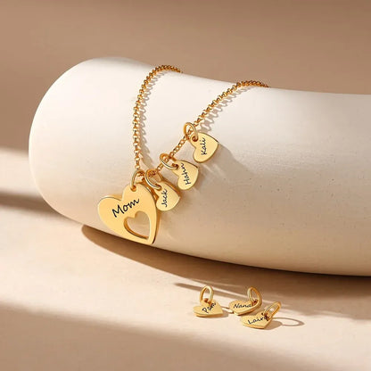 Personalized Heart Name Necklace with Charms