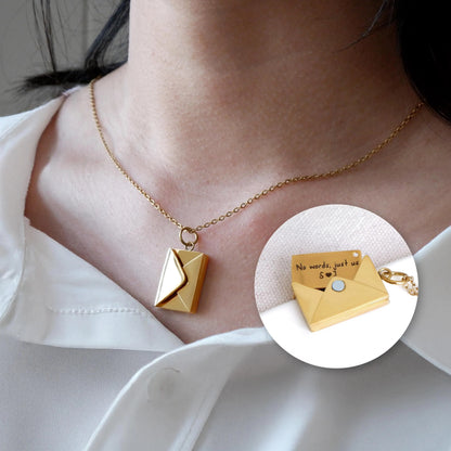 Personalized Envelope Necklace – Secret Message Locket Necklace, Custom Engraved Love Letter Pendant 💌