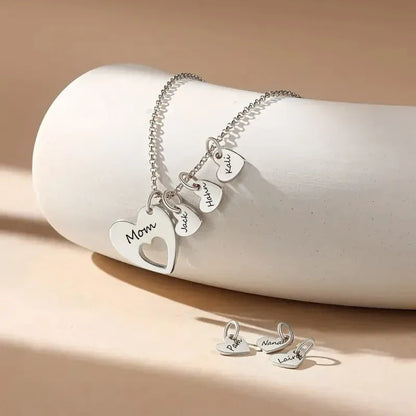 Personalized Heart Name Necklace with Charms