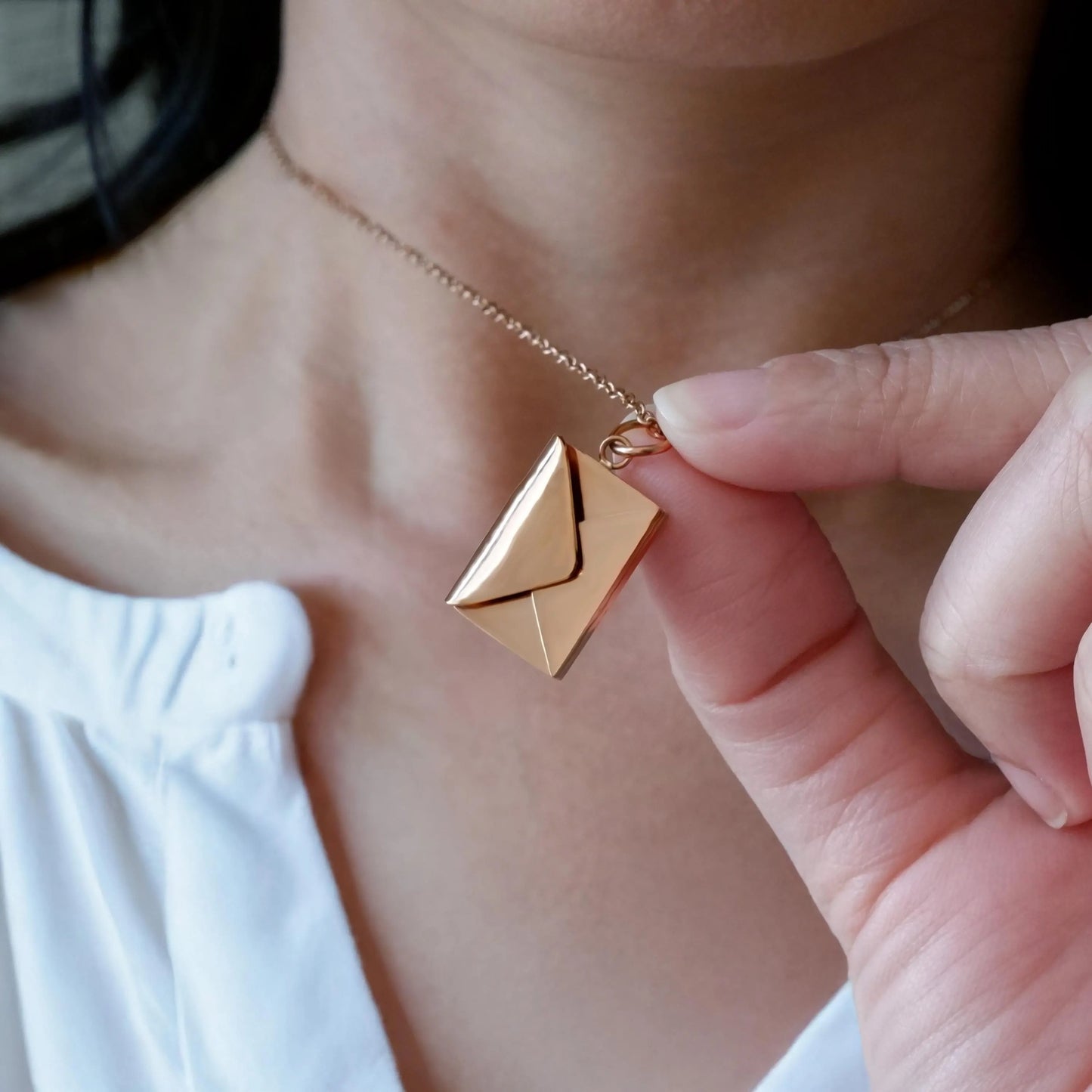 Personalized Envelope Necklace – Secret Message Locket Necklace, Custom Engraved Love Letter Pendant 💌