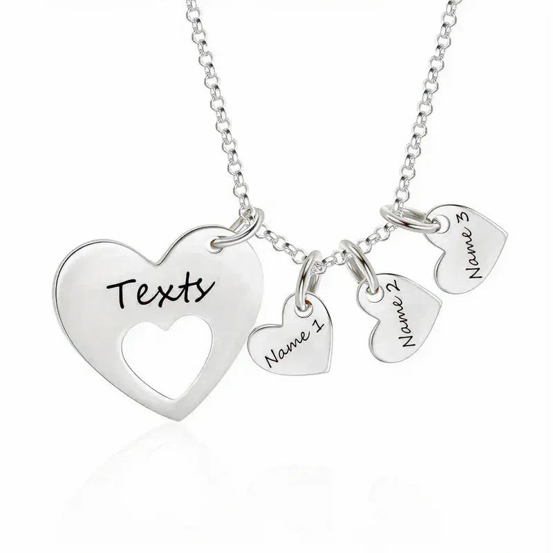 Personalized Heart Name Necklace with Charms