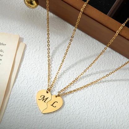 Personalized Split Heart Necklace Set