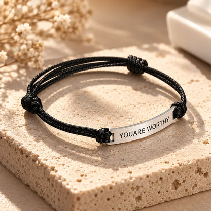Personalized Engraved Cord Bracelet – Coordinates & Text