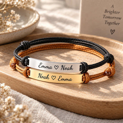 Personalized Engraved Cord Bracelet – Coordinates & Text