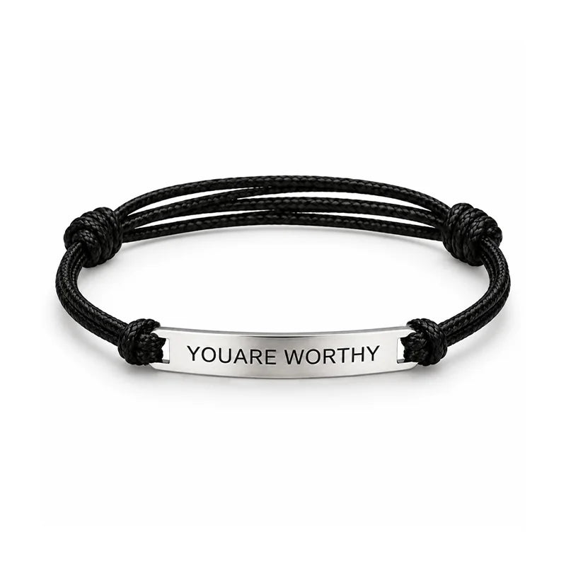 Personalized Engraved Cord Bracelet – Coordinates & Text