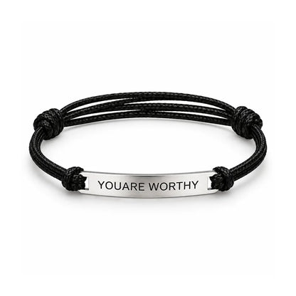 Personalized Engraved Cord Bracelet – Coordinates & Text