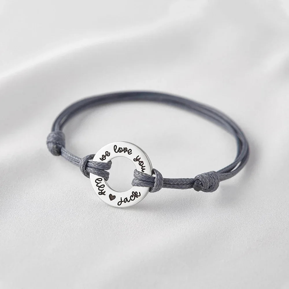 Personalized Engraved Disc Cord Bracelet