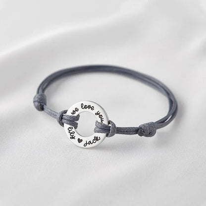 Personalized Engraved Disc Cord Bracelet