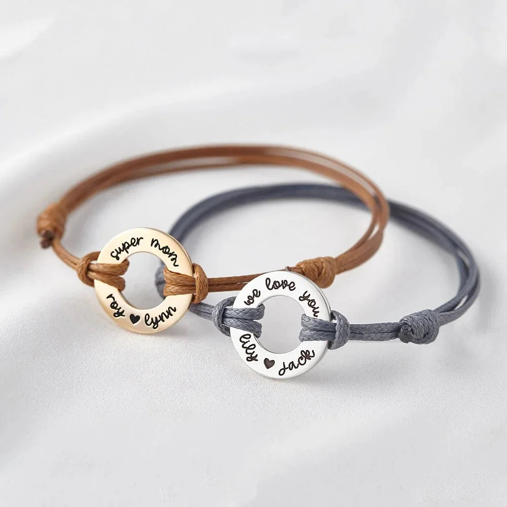Personalized Engraved Disc Cord Bracelet