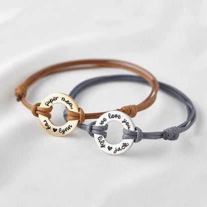Personalized Engraved Disc Cord Bracelet