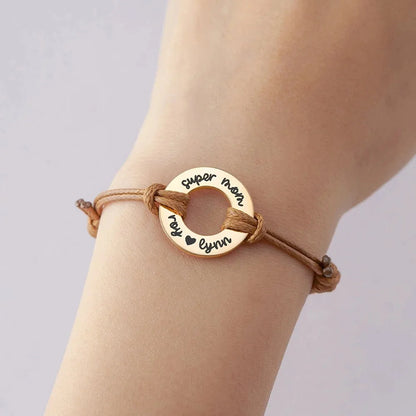 Personalized Engraved Disc Cord Bracelet