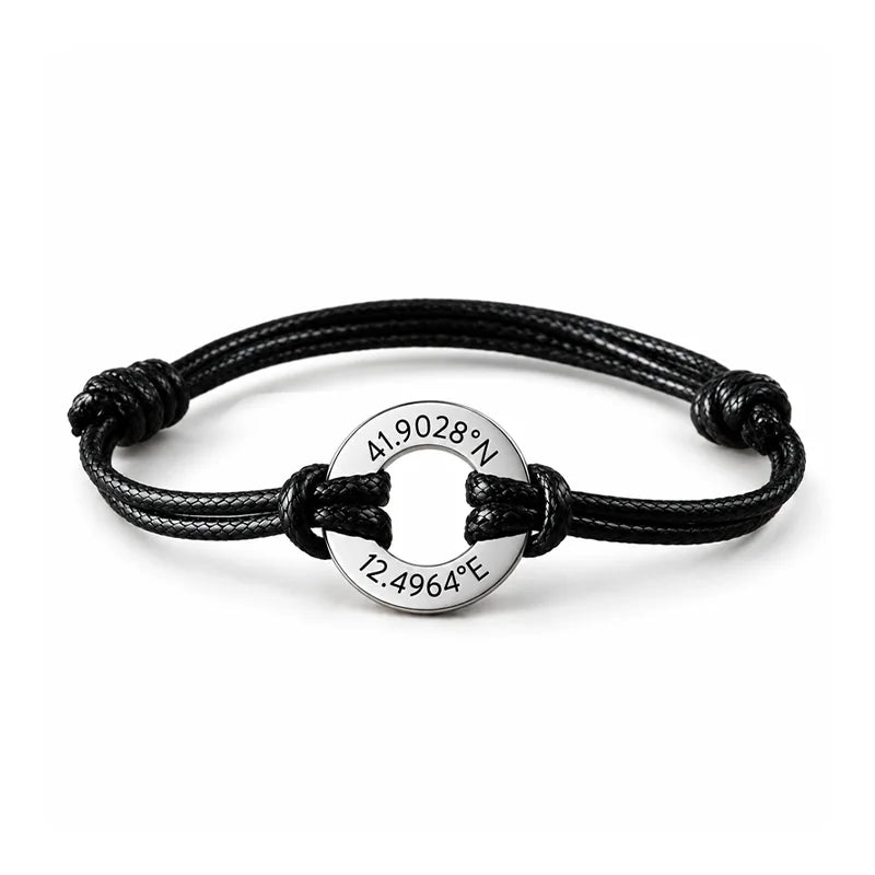 Personalized Engraved Disc Cord Bracelet
